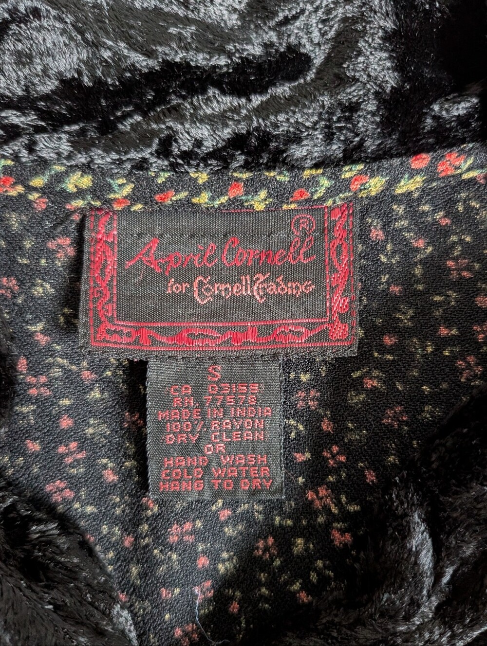 Vintage April Cornell Velvet Collar Prairie Duster Dress - Picture 9 of 15